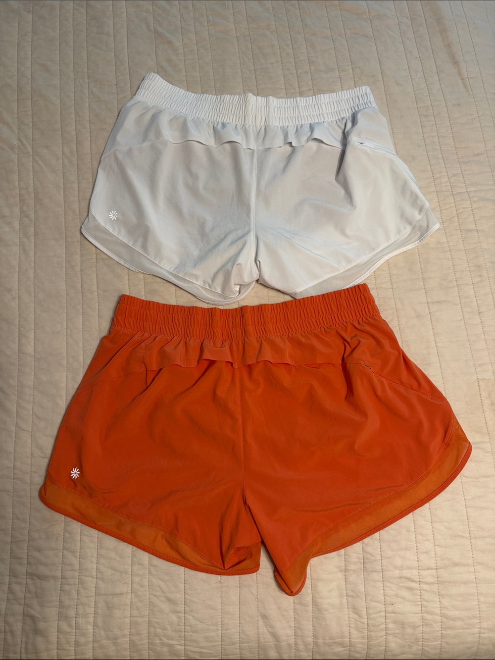 Athleta Women's Athletic Shorts — White & Orange Two-Pack - Picture 2 of 4